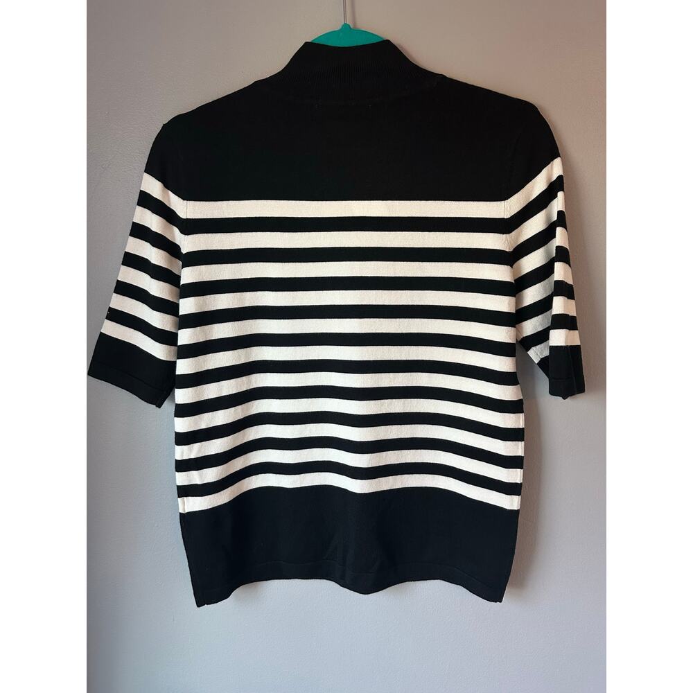 Philosophy Mock Neck Short Sleeve Striped Sweater Shirt Small - Picture 5 of 8